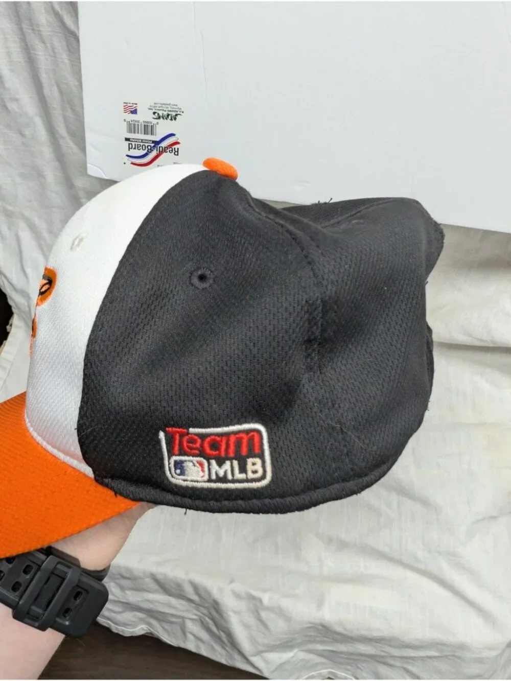 OC Sports Baltimore Orioles Youth Hat MLB 350 Cap White Black Orange Hook Loop